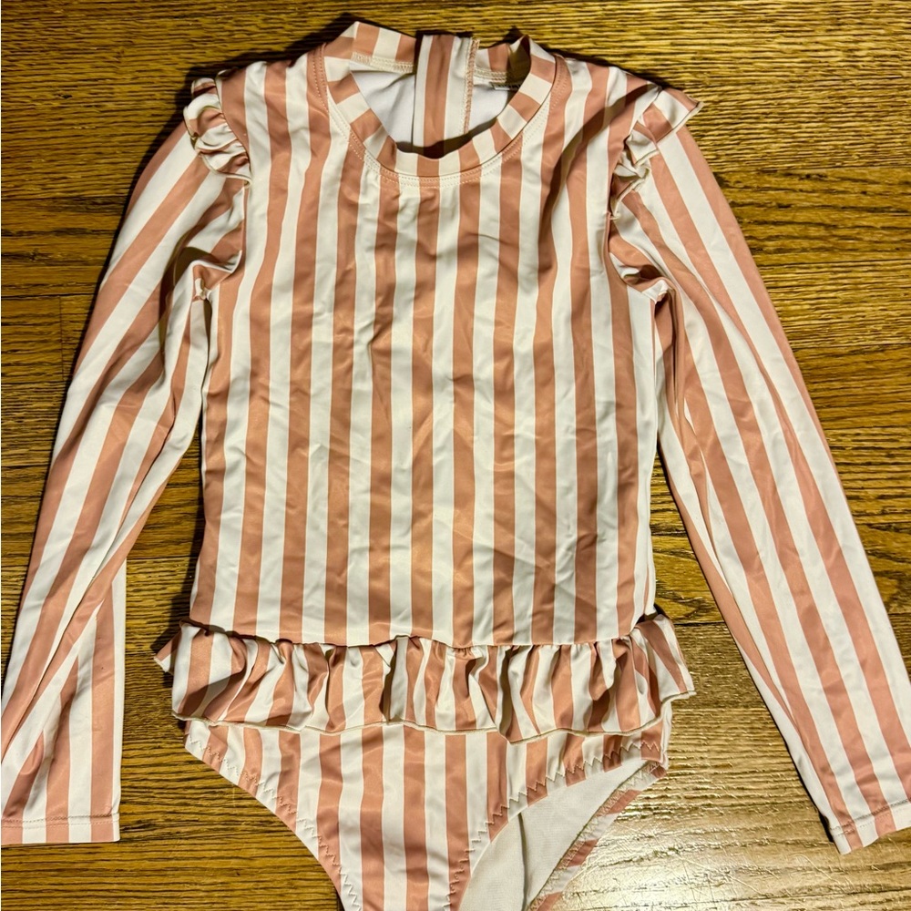 Keedo Kids Swim Rashguard - Peach and White One piece